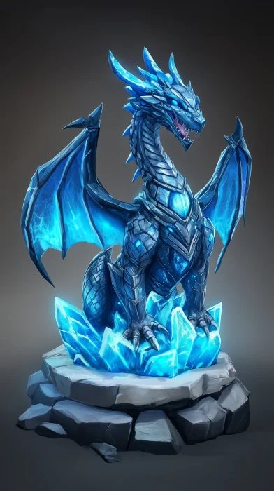 Ice Encased Isometric Dragon