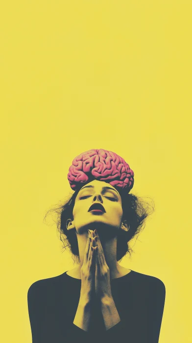 Woman holding brain