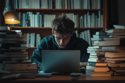 Student studying at desk