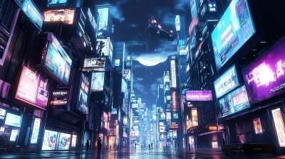 Futuristic City Night Scene