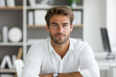 Office Worker on White Background