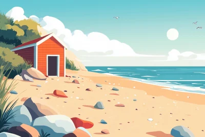 Sheltered Shingle Beach Vector Illustration