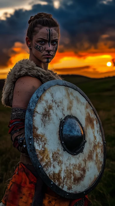 Celestial Celtic Warrior Princess on Easter Island