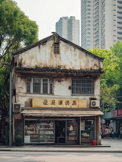 Traditional Tea Shop on Street Corner