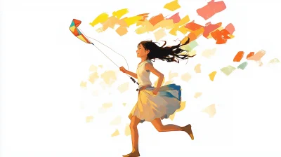 Girl Running with a Kite