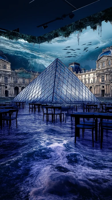 Paris Louvre Museum flooded by the Seine River