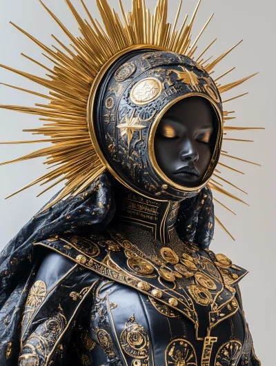 Elaborate Obsidian and Gold Costume