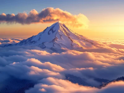 Mountain Peak in the Clouds