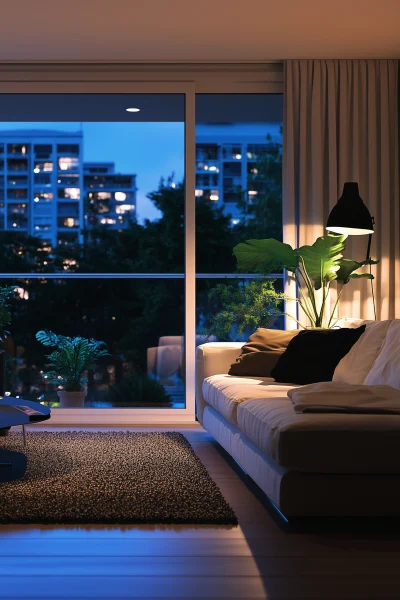 Cozy Living Room with Balcony View