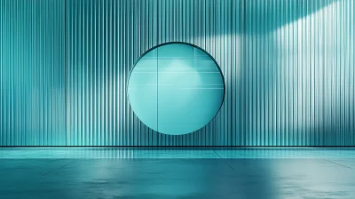 Turquoise Glass Wall with Circle