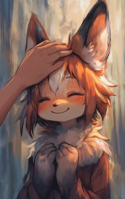 Furry Anime Character Being Petted