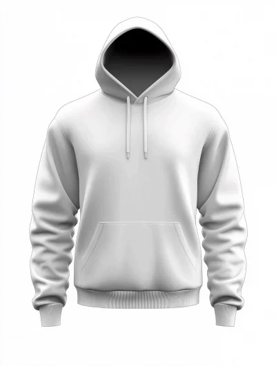 White Blank Male Hoodie 3D Effect Mockup