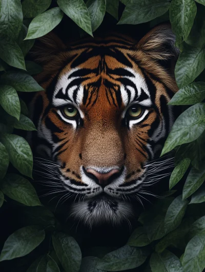 Intense Tiger in Jungle Underbrush