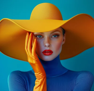 Fashionable Woman in Yellow Hat