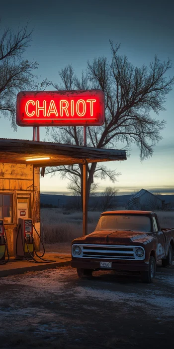 Dilapidated Gas Station in Rural Wyoming