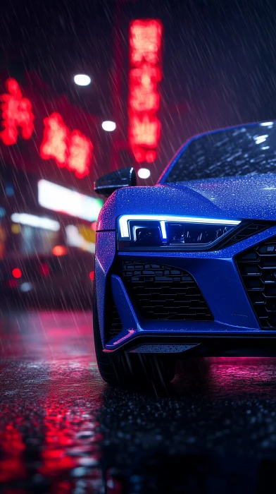 Audi R8 in the Rain