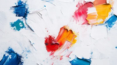 Colorful Oil Paint Strokes on White Background