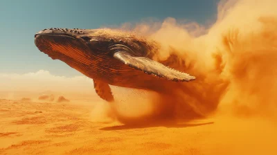 Whale Jumping in Desert