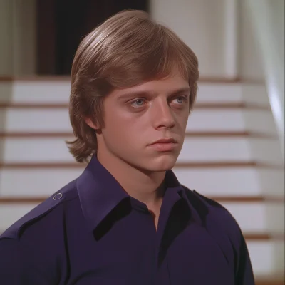 Portrait of young man in navy blue shirt and purple dress jacket