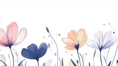 Pastel Space Line Art with Flowers