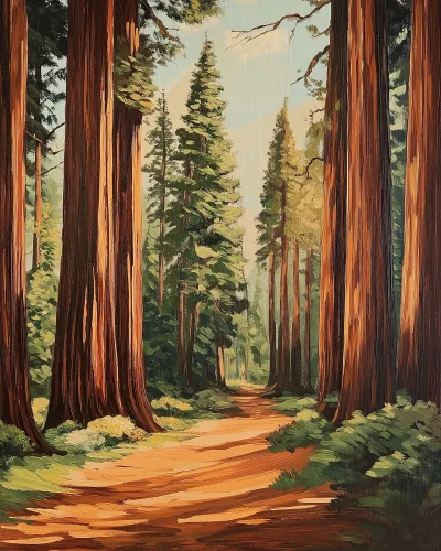 Vintage Redwood National Park Painting