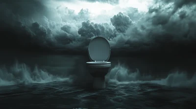 Fantasy Toilet Under Stormy Skies