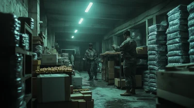 Indian Soldiers Loading Ammunition at Night