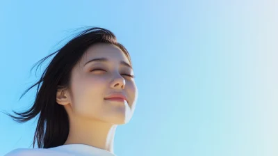 Young Japanese Woman with Refreshing Wind