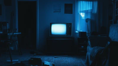 Vintage TV in Dark Apartment