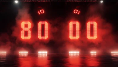 LED Countdown Stage with Red Numbers and Neon Lights