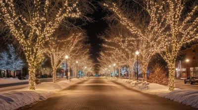 Christmas Lights on Elm Trees