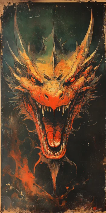 Anthropomorphic Occult Dragon Vintage Poster