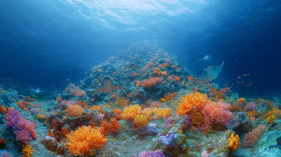 Underwater Mountain and Stingrays