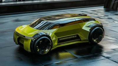 Futuristic Lime Green City Car