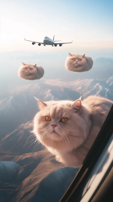 Dynamic Plane and Cats Flying in the Sky