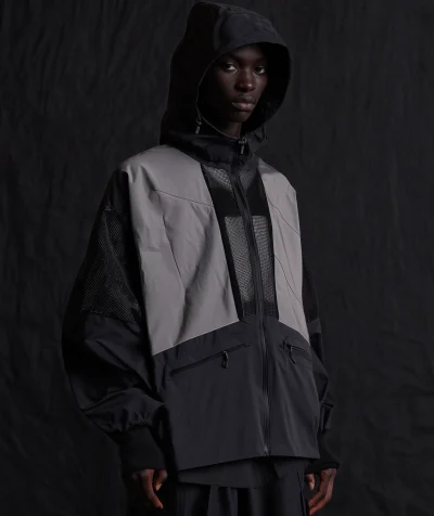 Oversized Windbreaker in Black and Grey