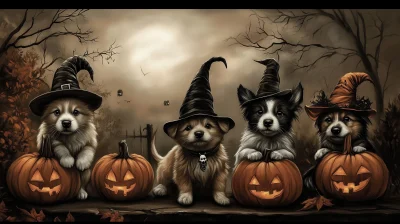 Vintage Halloween Puppies