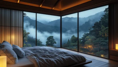 Japanese Style Cozy Bedroom with Mountain View