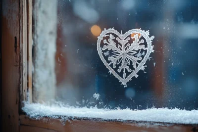 Mesmerizing Snowflake on Fogged Window