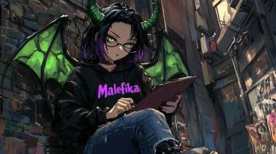 Dragon Girl Making Notes