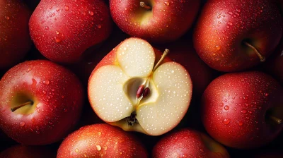 Fresh Apples with Water Drops