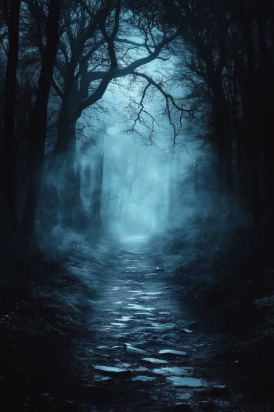 Eerie Forest at Night