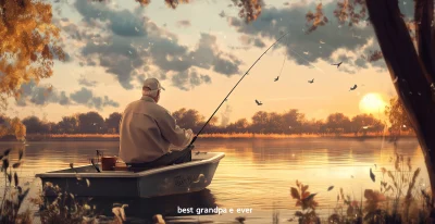 Grandpa Fishing in Lake