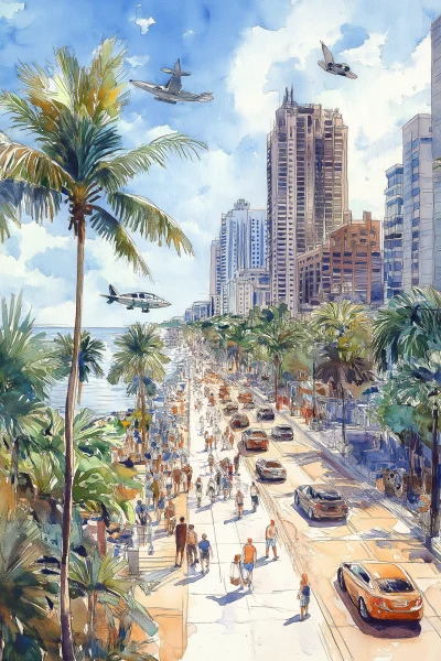 Modern Florida City Illustration