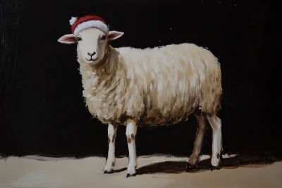 Festive Sheep Oil Painting