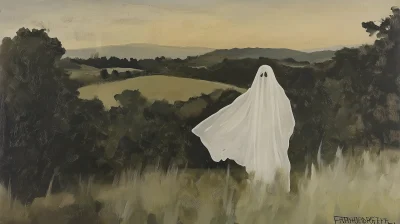 Neutral Toned Landscape and Sheet Ghost Painting