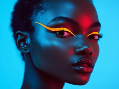 Futuristic African Woman with Neon Eye Makeup