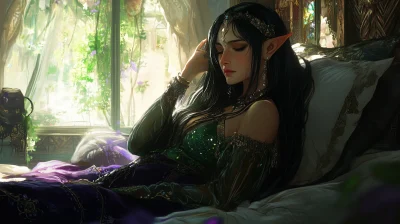 Elven Priestess in Bed