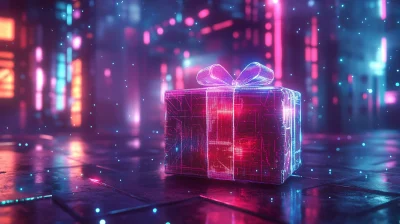 Futuristic Holographic Gift Box