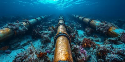 Underwater Optic Fibre Cable on Seabed